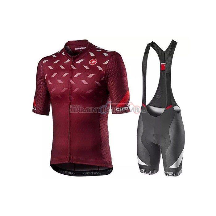 Abbigliamento Ciclismo Castelli Manica Corta 2021 Scuro Rosso (5)